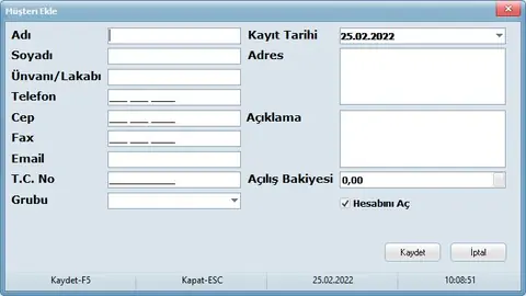 Veresiye Defteri — Müşteri Ekle ekranı
