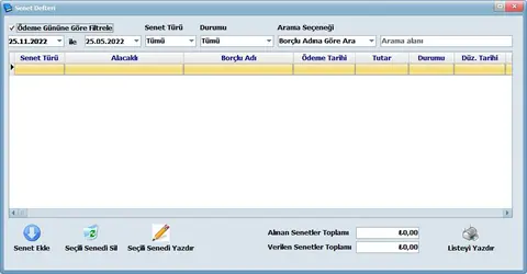 Veresiye Defteri — Senet Defteri ekranı