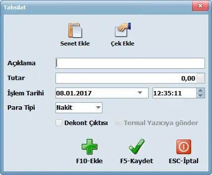 Veresiye Defteri — Müşteriden Tahsilat ekranı