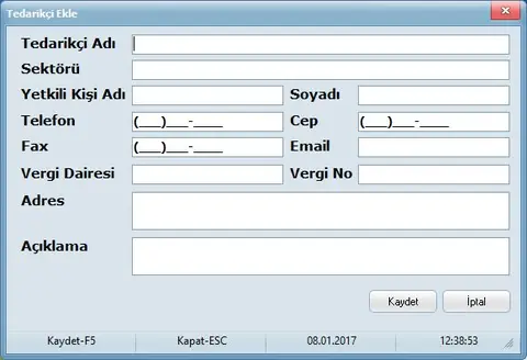 Veresiye Defteri — Tedarikçi Ekle ekranı